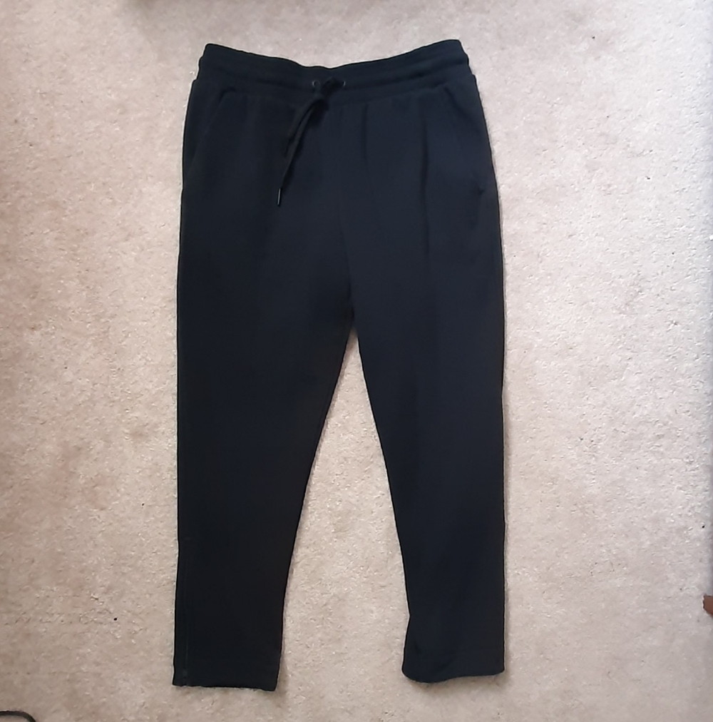 Athleta Cozy Karma Zip Ankle Pants Fleece Lined Black Sweatpants PM